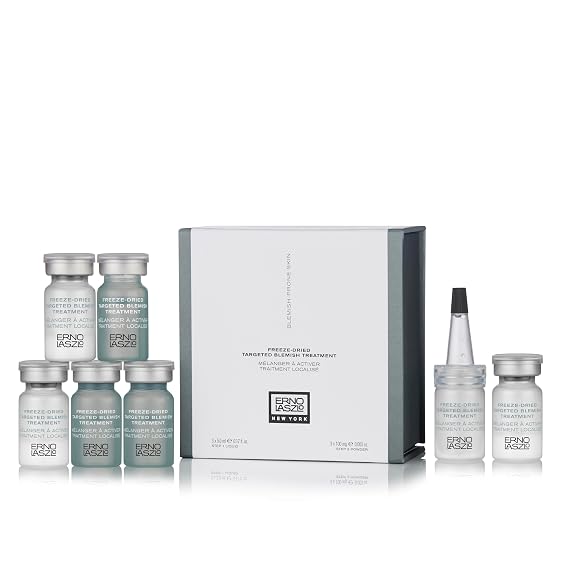 Erno Laszlo Freeze-Dried Targeted Blemish Treatment, Skin Care, Spot Treatment with Salicylic Acid & Hyaluronic Acid; Topical Serum, Blemish, and Tone Correction, 6-Piece Kit