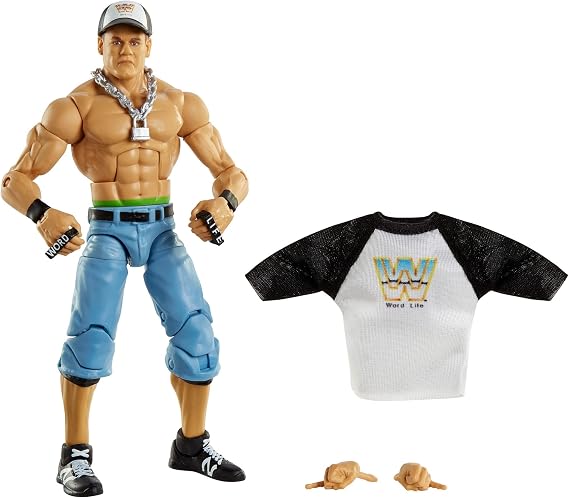 WWE MATTEL Top Picks Elite John Cena 6-inch Action Figure with Deluxe Articulation for Pose and Play, Life-like Detail, Authentic Ring Gear & Accessory,Multi,GVC03