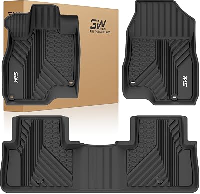 3W Floor Mats Fit for Acura RDX 2026 2025 2024 2023 2022 2021 2020 2019 TPE Non-Slip All Weather Custom Fit Floor Liner for Acura RDX 1st & 2nd Row Full Coverage Car Liners Black