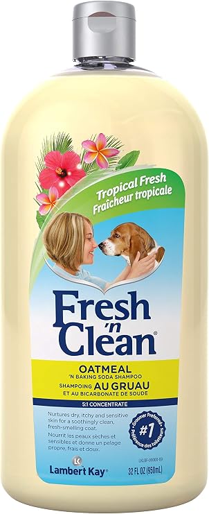 PetAg Fresh 'n Clean Oatmeal 'n Baking Soda Dog Shampoo - Tropical Fresh Scent - Strengthens, Repairs & Protects Your Dog's Coat
