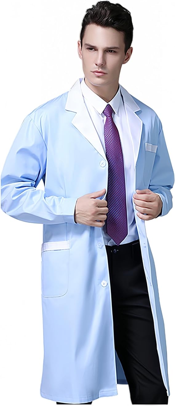 Aylashine Men's White Lab Coats,Doctor Workwear,Long Sleeve Classic,for Doctor,Nurse,Med School,Dental Costume