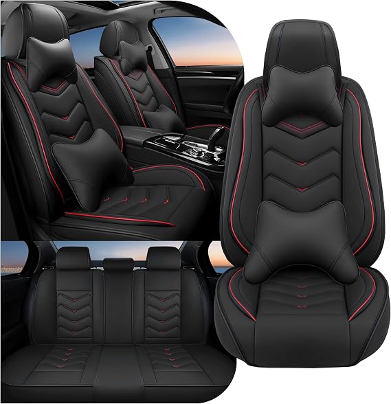 Car Seat Covers Fit for Ford F-150/F-250/F-350 2009-2026, Stylish Sport Seat Cover, Waterproof Wear-Resistant Premium Car Seat Cover,Ford F-150 Seat Covers. (Full Set with Pillow/Black)