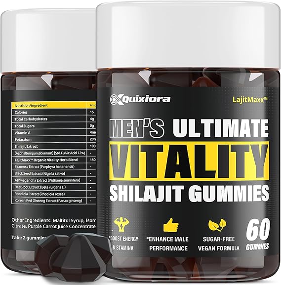 Shilajit Gummies for Men & Women | Shilajit for Men Shilajit Pure Organic |High Potency|85+ Trace Minerals & Fulvic Acid| Shilajit Supplement | 60 Gummies