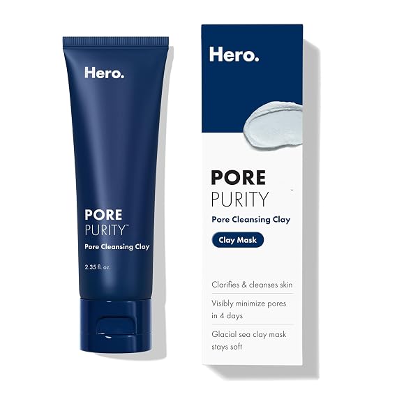 HERO COSMETICS Pore Purity Cleansing Clay Face Mask, 2.35 Fl Oz | Absorbs Excess Oil and Visibly Minimizes Pores, Clarifies Skin, With Glacial Sea Clay