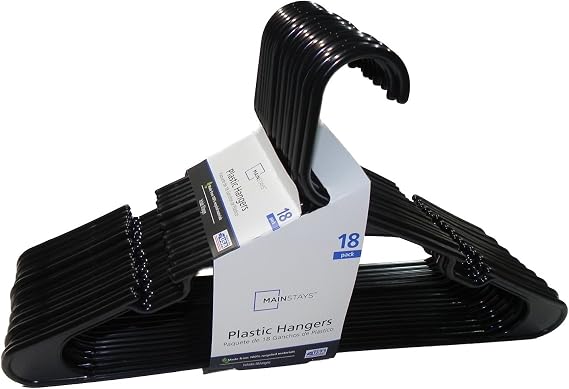 Mainstay 18-Pack Standard Plastic Hangers (Black, 2 Pack)