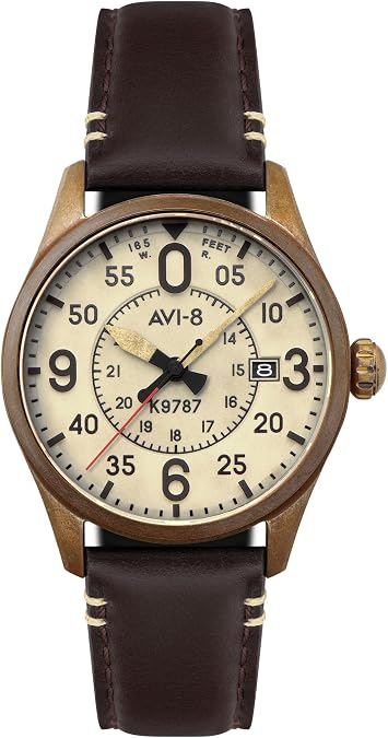 AVI-8 Men's 42mm Spitfire Smith Automatic Airfix Edition Watch with Leather Strap AV-4090