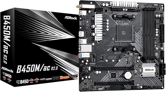 ASRock B450M/AC R2.0 AM4 AMD Promontory B450 SATA 6Gb/s Micro ATX AMD Motherboard