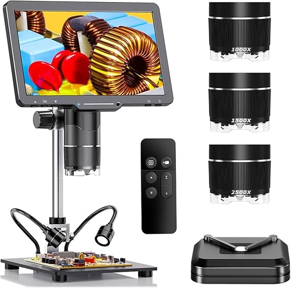 Microscope, 2500X Digital Microscope 3 Lens 2K Video Microscopio Camera 10.1" IPS Screen DIY Electronics Phone Repair Soldering Tools,Lab & Scientific Products