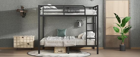 Bellemave Full Over Full Bunk Bed for Adults, Full Size Bunk Beds Frame with Build in Ladder, Black