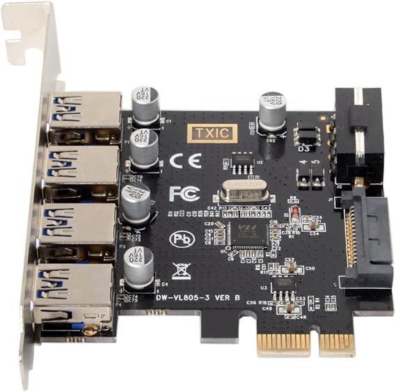 cablecc U3-038 4 Ports PCI-E to USB 3.0 HUB PCI Express Expansion Card Adapter 5Gbps for Motherboard