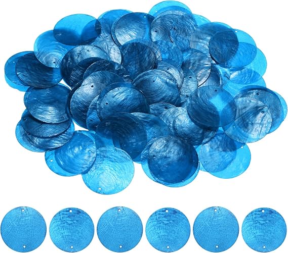M METERXITY 100-Pack Round Shells Pieces, 50mm with Hole, [Dark Blue]