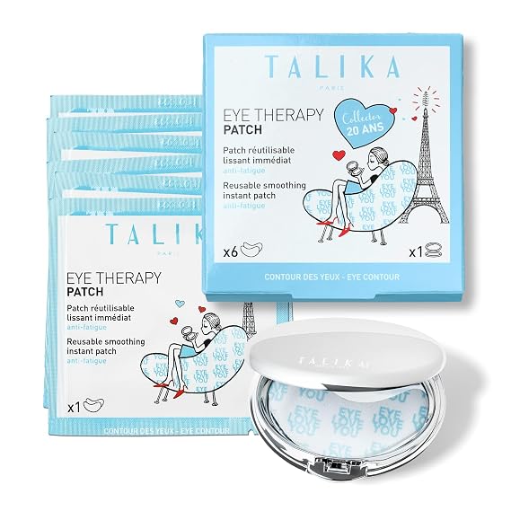 TALIKA Eye Therapy Instant Smoothing Eye Masks for Dark Circles and Puffy Eyes -Reusable Under Eye Patches For Immediate Effect, 6 pairs with travel case