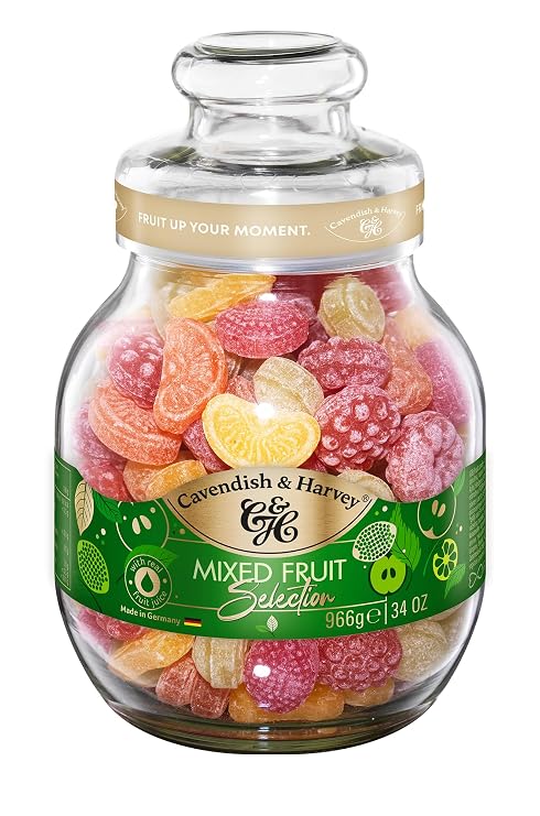 Cavendish & Harvey | Mixed Fruit Hard Candy Drops | 34 Ounce Jar