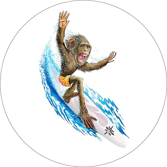 TIRE COVER CENTRAL Surfing Monkey on Wave Spare Tire Cover (Select tire Size/Back up Camera Option in MENU) Sizes for Any Make Model for 30X9.50X15
