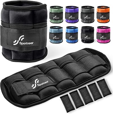 Sportneer Adjustable AnkleWrist Weights for Men Women Kids, Weighted Leg & Cuff Strength Training for Yoga Walking Running Aerobics Gym Fitness Physical Therapy