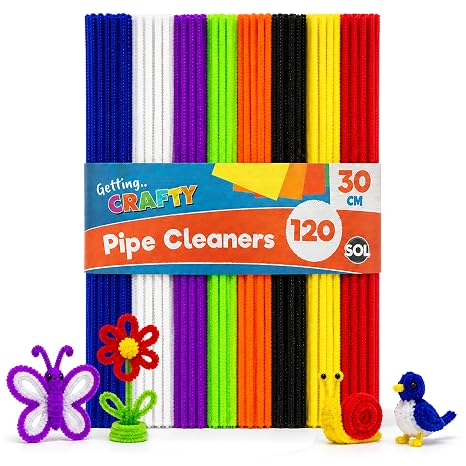 SOL 120 Pipe Cleaners for Craft Flowers - Multicolour 30cm Chenille Stems