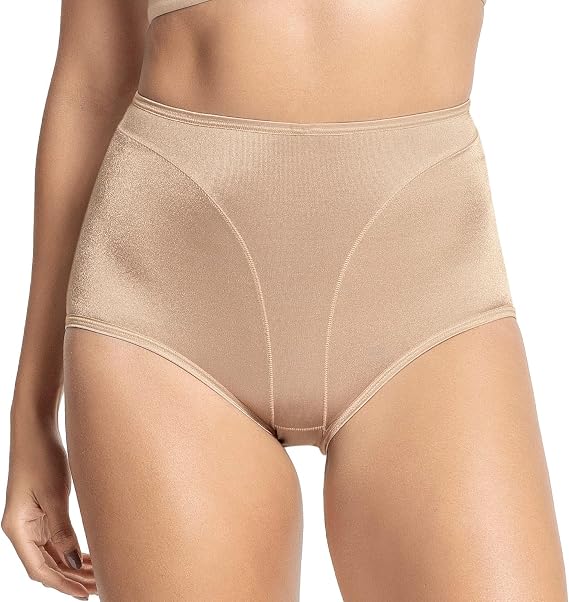 Leonisa High Cut Brief Super Comfy Panty Shaper - Soft Tummy Control Classic Underwear for Women Beige