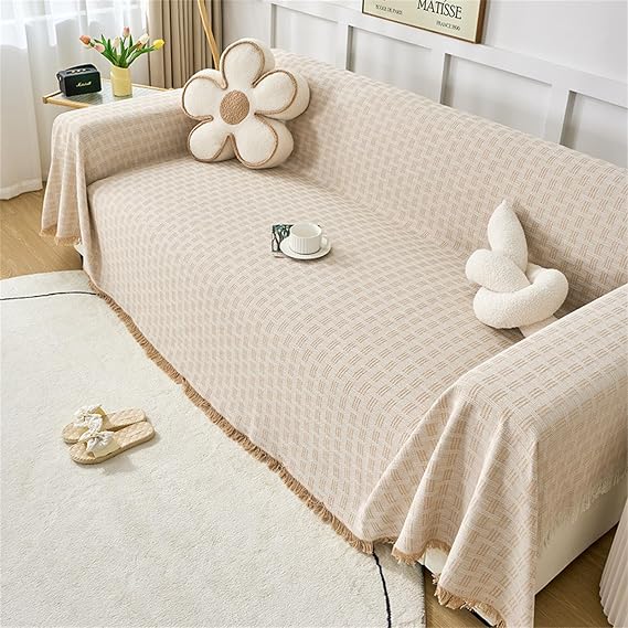 Highdi Throw for Sofa Large, Nordic Simple Style Soft Blanket, Decorative Throw Blanket with Fringe, Sofa Throws, Versatile Travel Nap Blanket for Chair Settees Couch Sofa Bed (Camel,180x260cm)