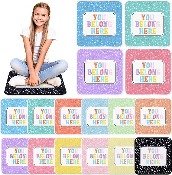 Tinideya 24 Pcs Classroom Carpet Seats, Composition Classroom Rug Floor Mat