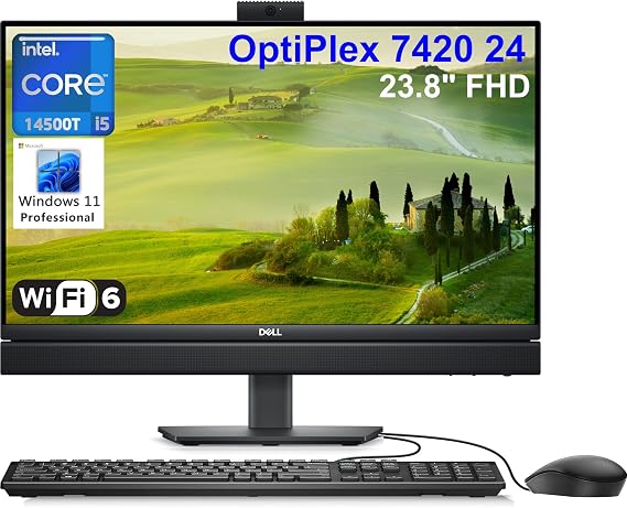 Dell OptiPlex 7420 24 7000 23.8" FHD Business All-in-1 Desktop Computer, 14th Gen Intel 14-Core i5-14500T (Beat i7-13700T), 16GB DDR5 RAM, 512GB PCIe SSD, WiFi 6, BT, RJ-45, DP Port, Windows 11 Pro