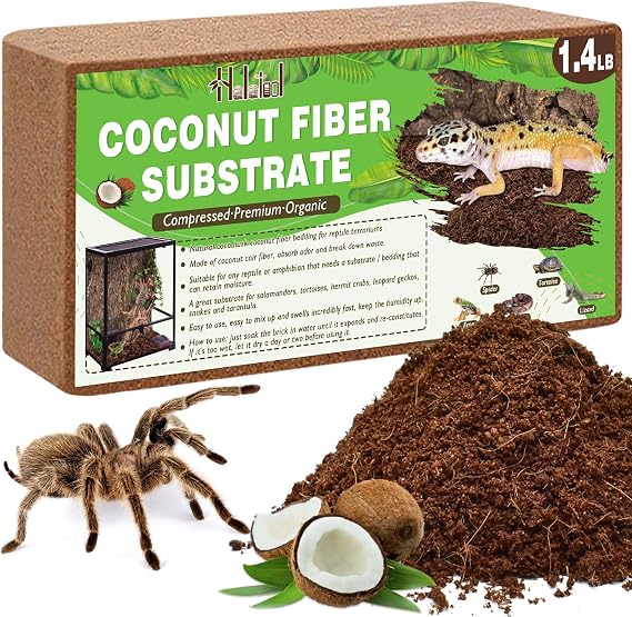 Halatool 1 Pack Compressed Coconut Fiber Substrate for Reptiles | Organic Coconut Substrate, Reptile Bedding for Tortoises, Geckos, Snakes, Frogs, Lizards, Hermit Crabs & Tarantulas