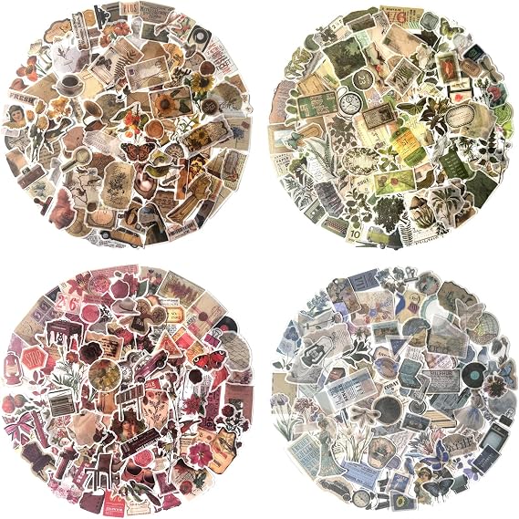 Maxleaf 400PCS Vintage Washi Sticker Set for Scrapbooking Journaling