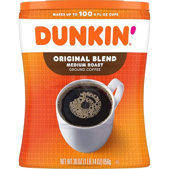 Dunkin' Original Blend Medium Roast Ground Coffee Canister, 30 Ounces