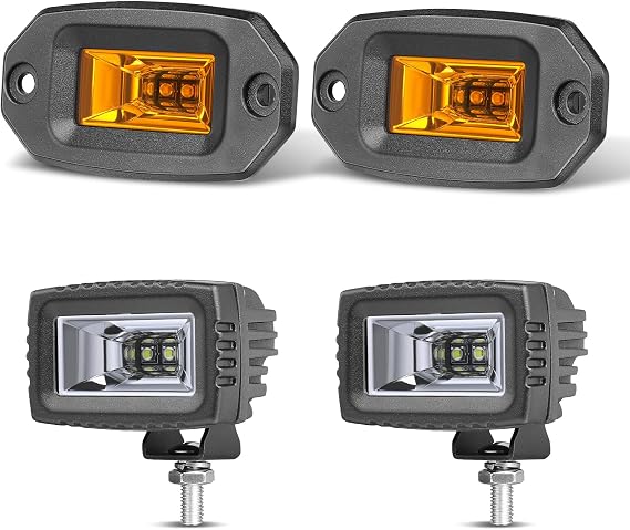 Flush Mount Amber LED Lights + 3 Inch LED Pod Lights