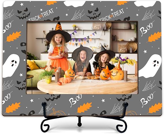 Halloween 4x6 Photo Frame With A Stand, Wooden Photo Frame For Boy, Girls, Adult, Happy Halloween Home Decoration, Memorable Halloween Gifts-F03