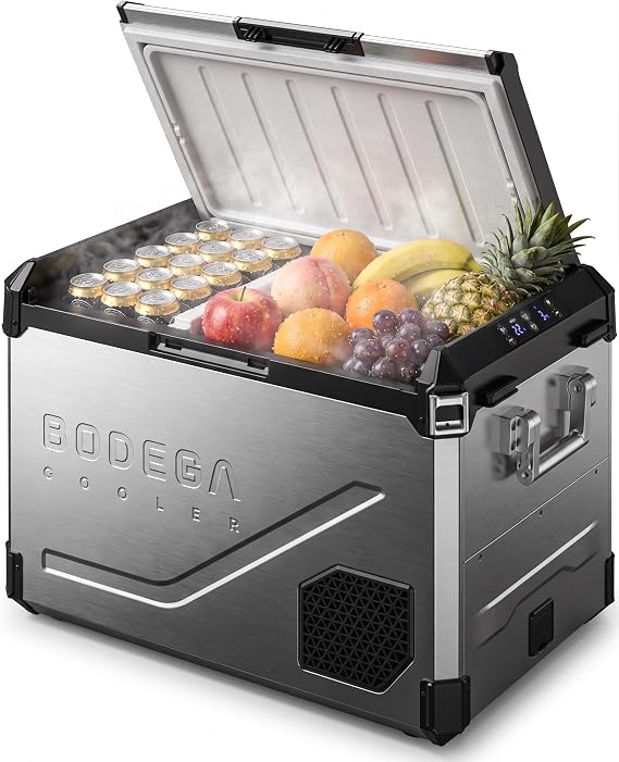 BODEGA 12V Car Refrigerator, 63QT Stainless Steel Dual Zone