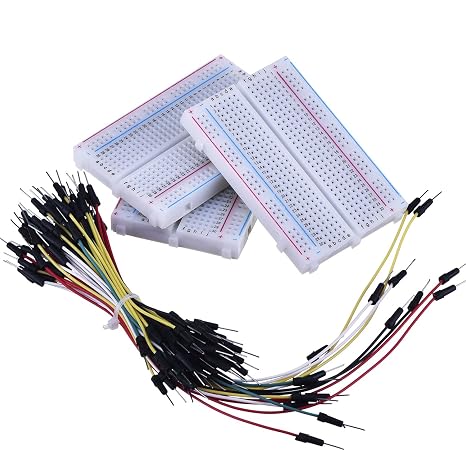 eBoot 3 Pieces 400-Point Solderless Circuit Breadboard with 65 Pieces M/M Flexible Breadboard Jumper Wires
