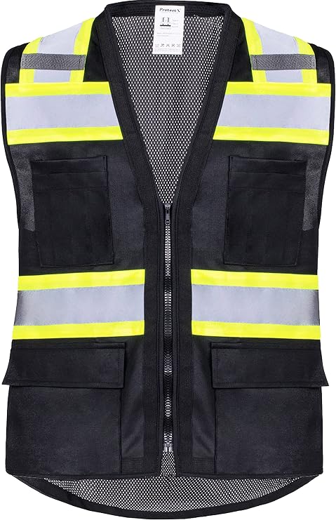 ProtectX High Visibility ANSI Class 2 Safety Vest with 6 Pockets