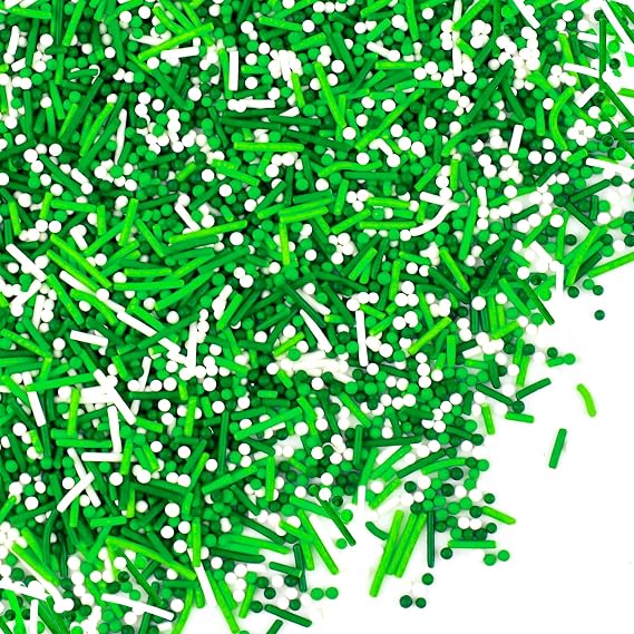St. Patrick's Day Sprinkles 8 Oz Green Sprinkles for Cake Decorating White Green Jimmies Mix Edible Mini Sugar Pearls Sprinkle Sweet Luck Sprinkle St. Patrick's Day Theme Cake Cupcake Dessert Toppings