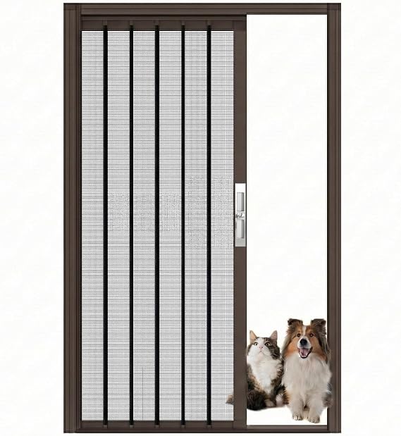 Retractable Sliding Screen Door, DIY No Drilling Folding Screen Door with Lock & Aluminum Frame, Customize Heavy Duty Accordion Partition Mesh Panel for Front/Back Patio Garage