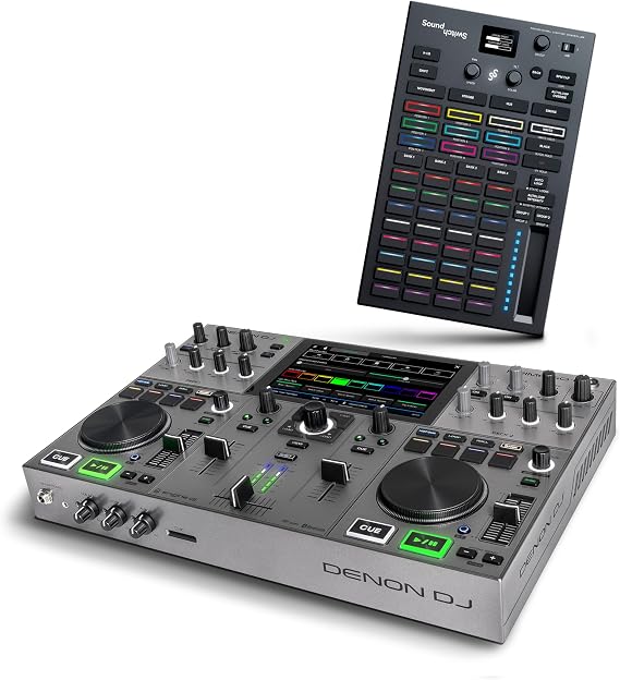 Denon DJ PRIME GO+ DJ Controller and DMX Lighting Controller for Live Music, DJ sets, Events, Music production