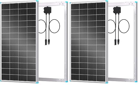 Renogy Solar Panel 200W, 23 V Monocrystalline Solar Panel PV Panel Off Grid Solar Power for Motorhome, Shed, Campervan, Caravan and Boat (Compact Design) (Pack of 2)