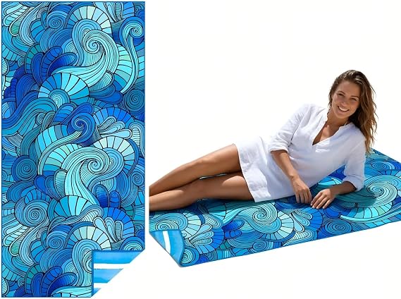 Microfiber Beach Towel Sand Free - Quick Dry Lightweight Beach Towel, Absorbent Thin Compact Beach Towel