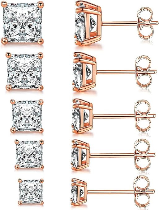 MDFUN 316L Stainless Steel Square Stud Earrings Set for Women Men