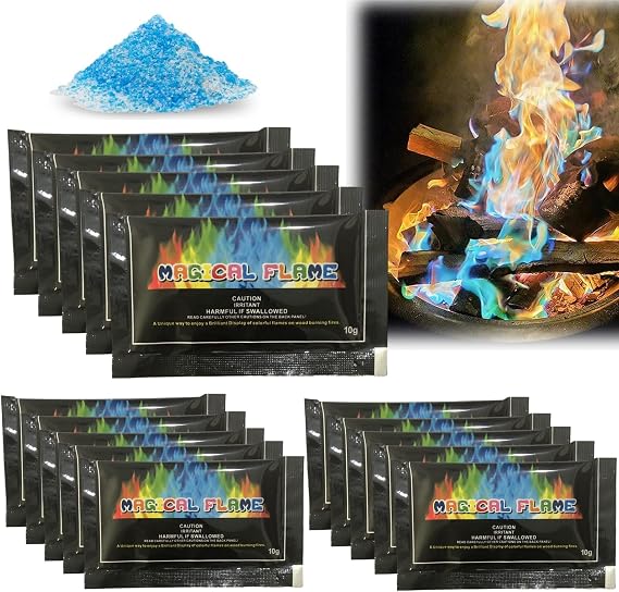 15PCS Fire Colour Changing Powder,Magical Flames,Long-Lasting Fire Colour Changing Powder,Campfire Color Changing Powder,Fire Colour Changing Powder,Fire Cones Colour Changing,Fire Magic Flames