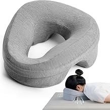 Face Down Pillow After Eye Surgery, Massage Headrest Pillow for Bed, Memory Post-Eye Recovery or Beach Tanning, Prone Sleepers with Breathable Design, Removable Grey Cover