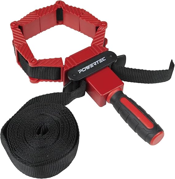 POWERTEC Strap Clamps for Woodworking Quick Release Band Clamps with Ergonomic Handle, Adjustable Picture Frame Clamp, 13 ft Strap Belt Clamps for Cabinets and Drawers (71122)