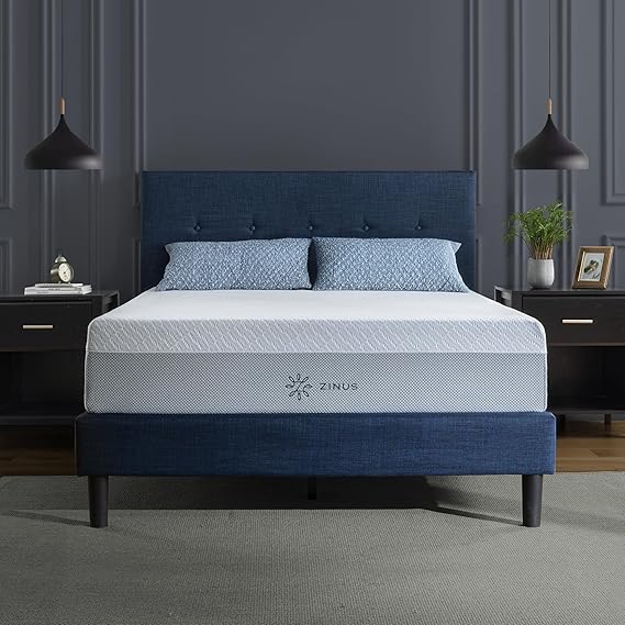 Zinus 12 Inch QUADCOOL Memory Foam Mattress, King, Cool to Touch Soft Knit Cover, Cooling Gel Infusion, CertiPUR US Certified
