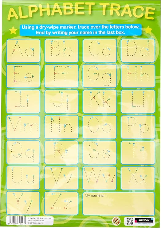 A3 Alphabet Tracing Poster – Early Years Handwriting Practice Wall Chart for Kids, EYFS Learning Resource