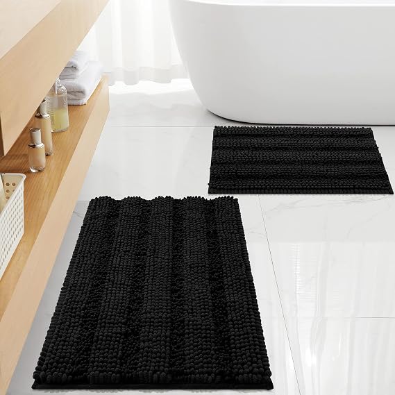 Microfiber Bath Rugs Chenille Bath Mat, Ultra Soft NUFR Bathroom Rugs Bath Mats Sets Dry Fast Water Absorbent Bedroom Area Rugs Kitchen Rugs Indoor Mats for Entryway