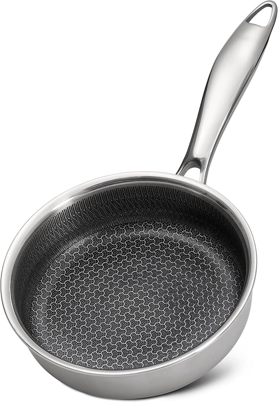 Stainless Steel Frying Pan, 6-Inch Small Pan, Tri-Ply Stainless Steel, Designed for Controlled Cooking, Induction Compatible