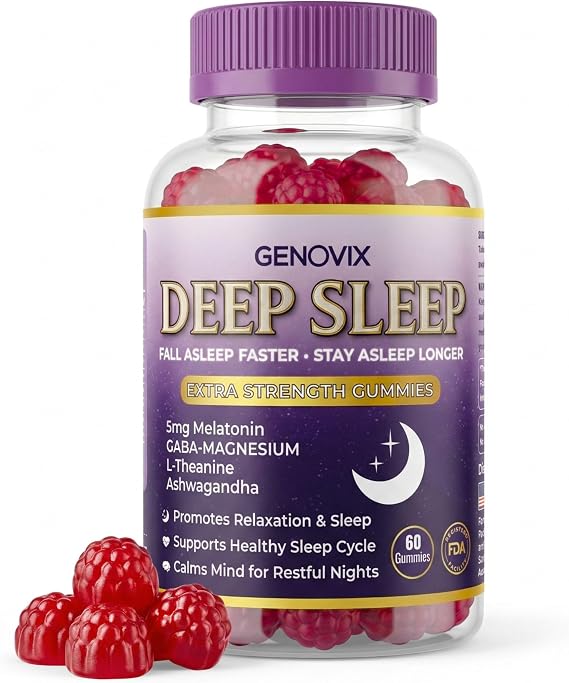 5mg Melatonin Gummies - Sleep Aids for Adults Extra Strength Sleep Gummies for Adults with GABA-Magnesium L-Theanine Ashwagandha - 60 Sleep Calm Gummies - Gomitas para Dormir