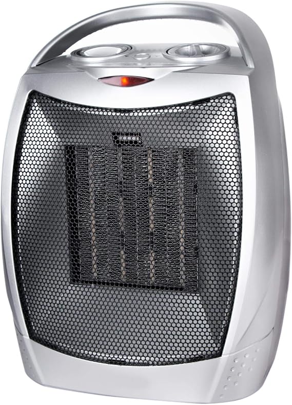 Portable Electric Space Heater 1500W/750W, Ceramic Room Heater with Tip-over and Overheat Protection, 200 Square Feet Fast Heating for Indoor Office Desk Home, ETL Certified, Silver