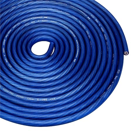 5 ft 4 GA Gauge AWG Car Amplifier Battery Power Cable Ground Wire CCA Frost Blue
