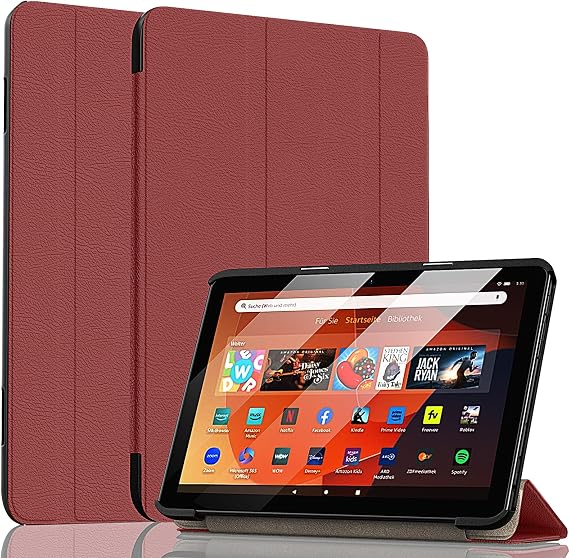 Fire HD 8 Tablet Case(12th/10th Generation, 2024/2022/2020 Release),Amazon Kindle Fire 8 Tablet Case, Ubearkk Lightweight Slim Shell Quality PU Leather Trifold Stand Cover Auto Wake/Slee-Bright red
