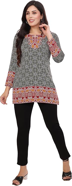 Maple Clothing Short Kurti Indian Tunic Top Women's Printed India Apparel Outfit